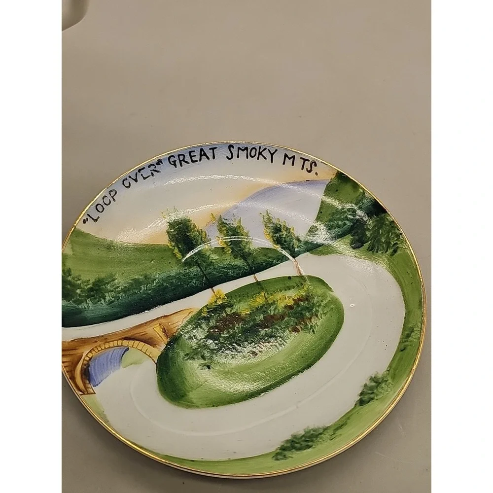 Miniature Mini Tea Cup Saucer Lot Of 3 Souvenir Oklahoma Colorado Smoky Mountain